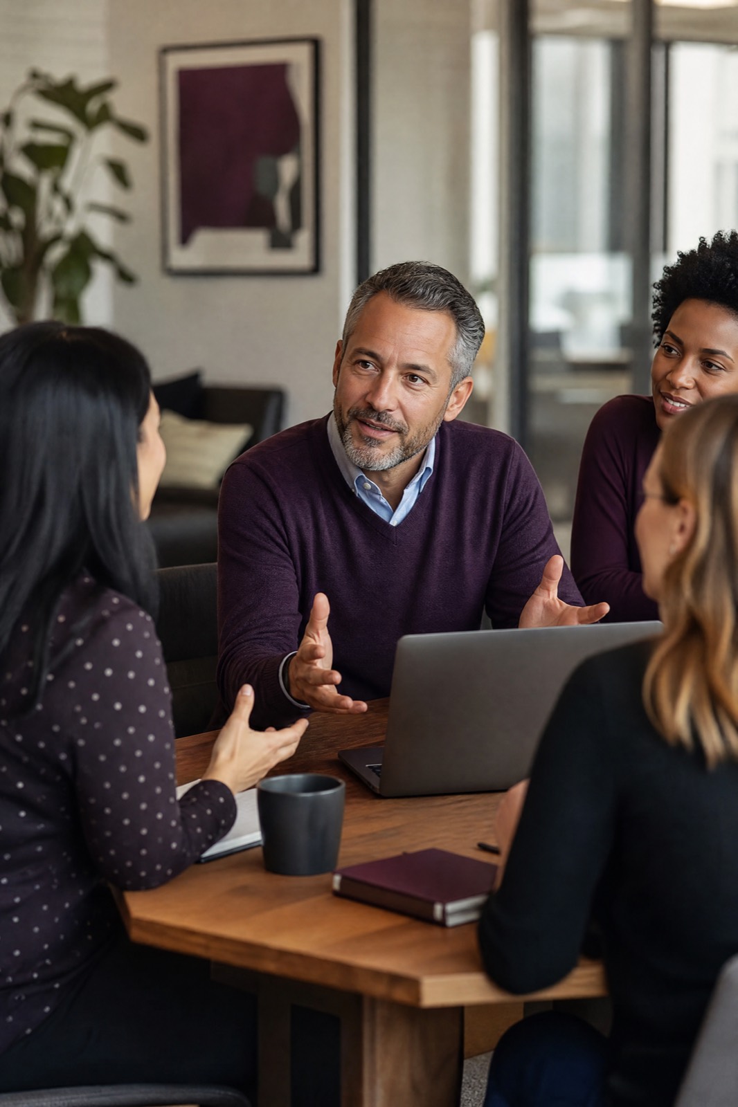 A manager working with their team
